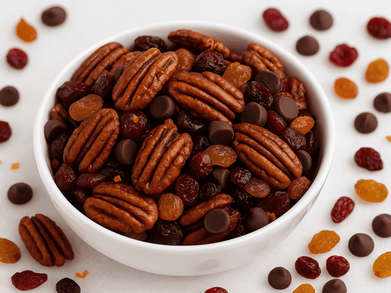 Air Fryer: Citrus-Maple Candied Pecans with Chocolate & Fruit