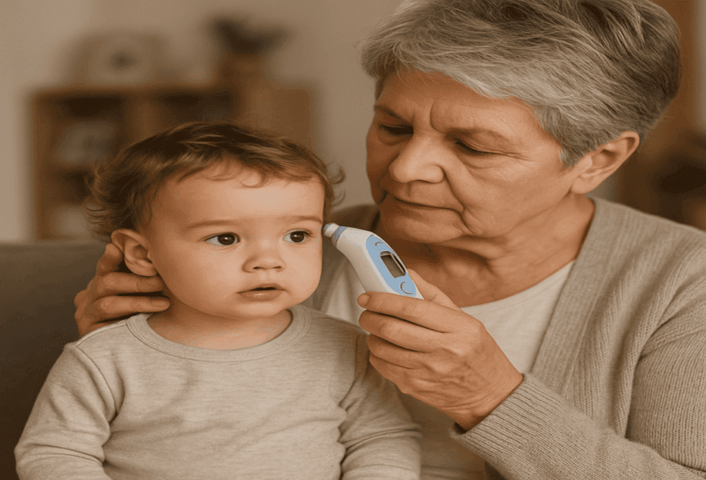 taking toddler's temperature