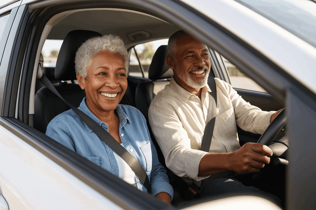seniors in car enjoying the ride