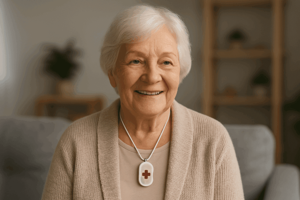 senior woman with medic alert