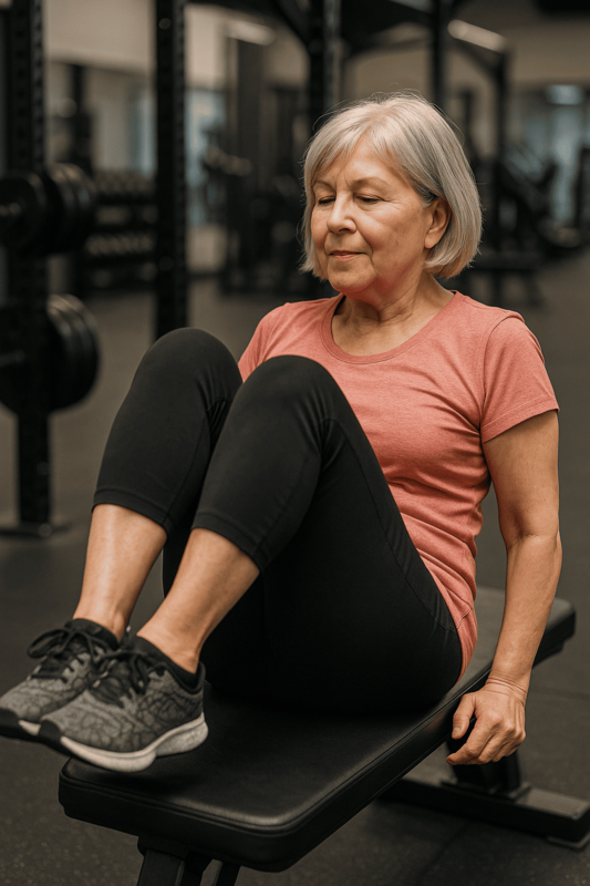 Senior woman doing ab workout