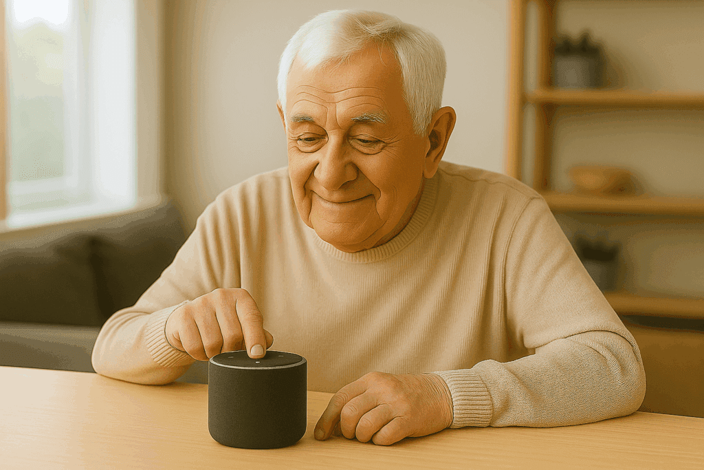 senior male with Echo