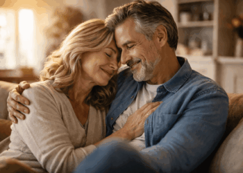 A man and woman hugging each other, showing how desire gets better with age.
