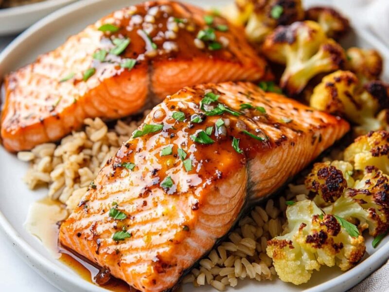 Maple Garlic Glazed Salmon with Citrus