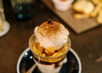 Affogato: espresso poured over vanilla ice cream